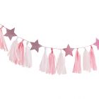 Tassel slinger roze met glitter sterren