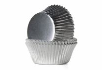 Cupcake vormpjes HoM zilver folie 24/pk