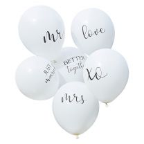 Witte ballonnen met tekst Botanical Wedding