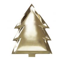 Kerstboom vormige gouden bordjes Golden Christmas Ginger Ray
