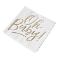 Gold foiled Oh Baby! paper napkins Ginger Ray