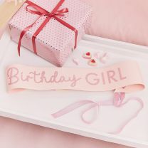Roze glitter Birthday Girl sjerp