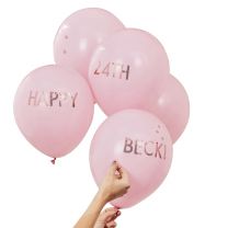 Roze ballonnen met rose gouden letterstickers