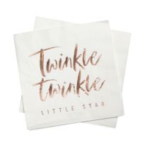 Babyshower servetten Twinkle Twinkle Little Star rose goud folie opdruk