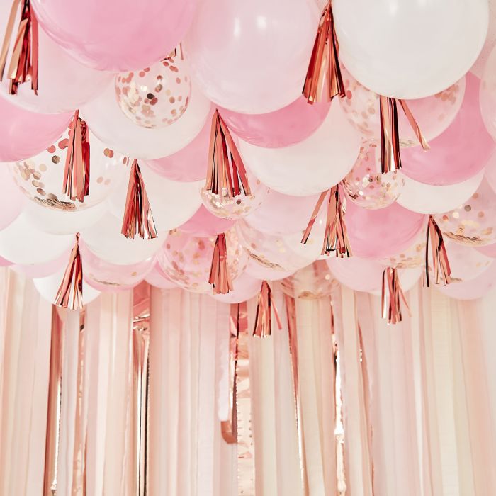 Ballonnen plafond pakket roze en rose goud | Sweet Food