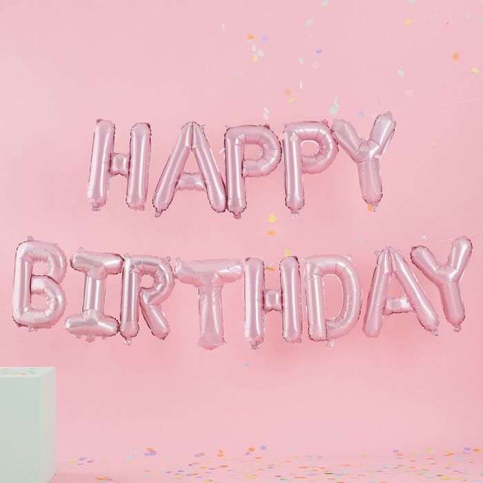 menu minimum waarschijnlijk Happy Birthday ballonnen slinger roze | Sweet Food Styling