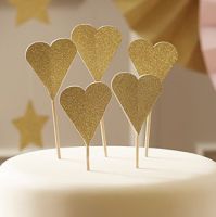 Cupcake Topper goud glitter hart