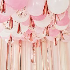 ballonnen plafond pakket blush roze rose goud witte ballonnen